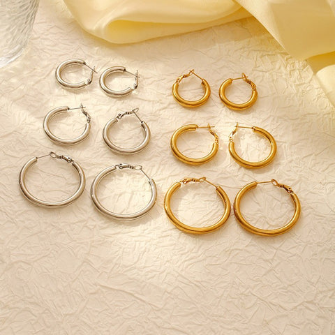 Stainless Steel Circle Dangle Earrings for Women | PVD Plated | Wholesale