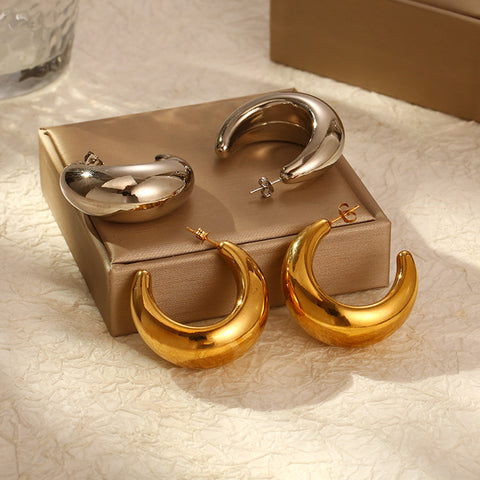 Stainless Steel Hollow Moon Dangle Earrings for Women | Plated | Wholesale