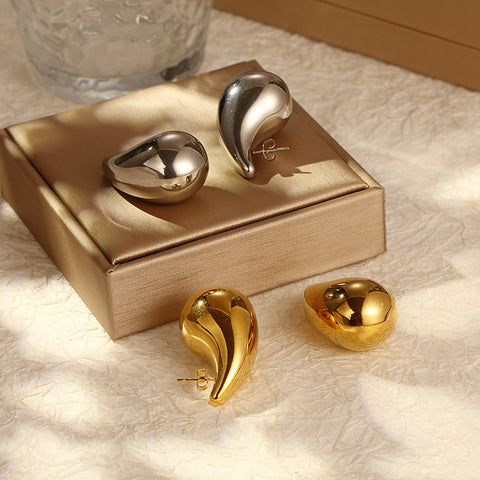 Stainless Steel Hollow Teardrop Drop Earrings for Women | Gold Plated & more | Wholesale