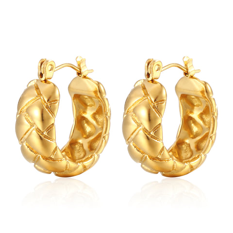 Stainless Steel Embossed Casting Geometric Dangle Earrings for Women | Plated | Wholesale