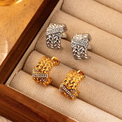 Stainless Steel C Shape Stud Earrings for Women | Plated | Wholesale
