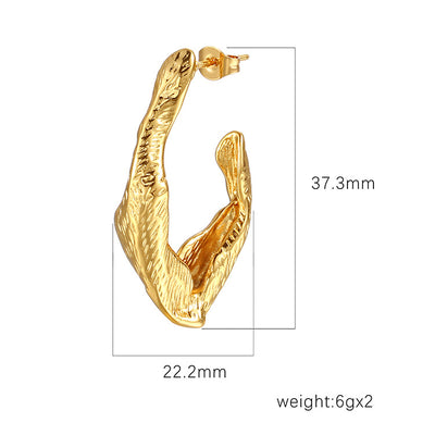 Stainless Steel Cast Irregular Drop Earrings for Women | Gold Plated | Wholesale